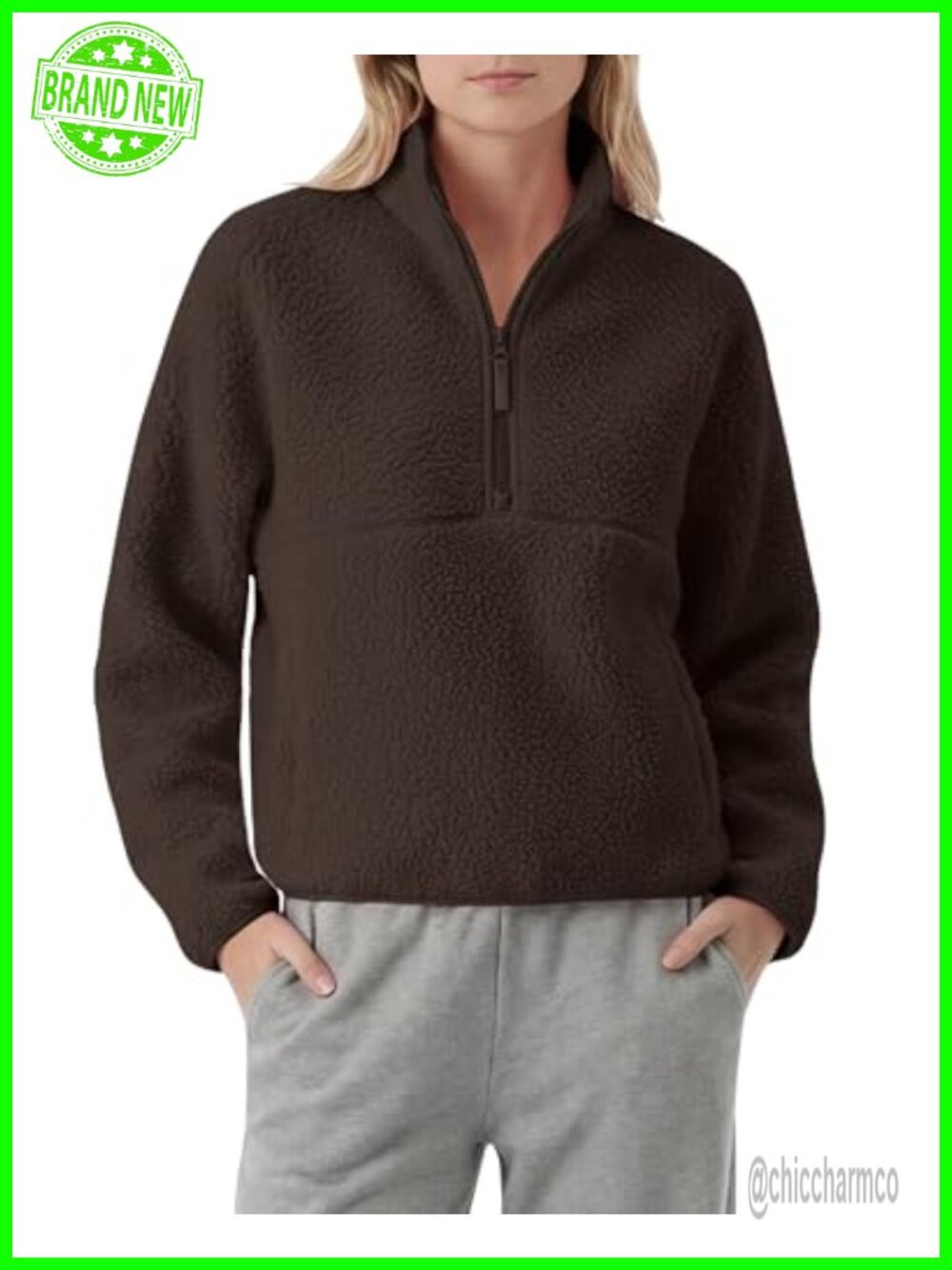 Lightweight Half Zip Fleece Sweatshirt Cozy Pullover with Zipper Pockets